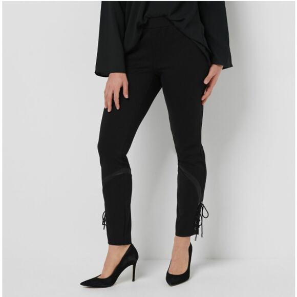 Haute Hippie Tribe Black Ponte Pants Lace Up Ankle Size 2X - Picture 10 of 10